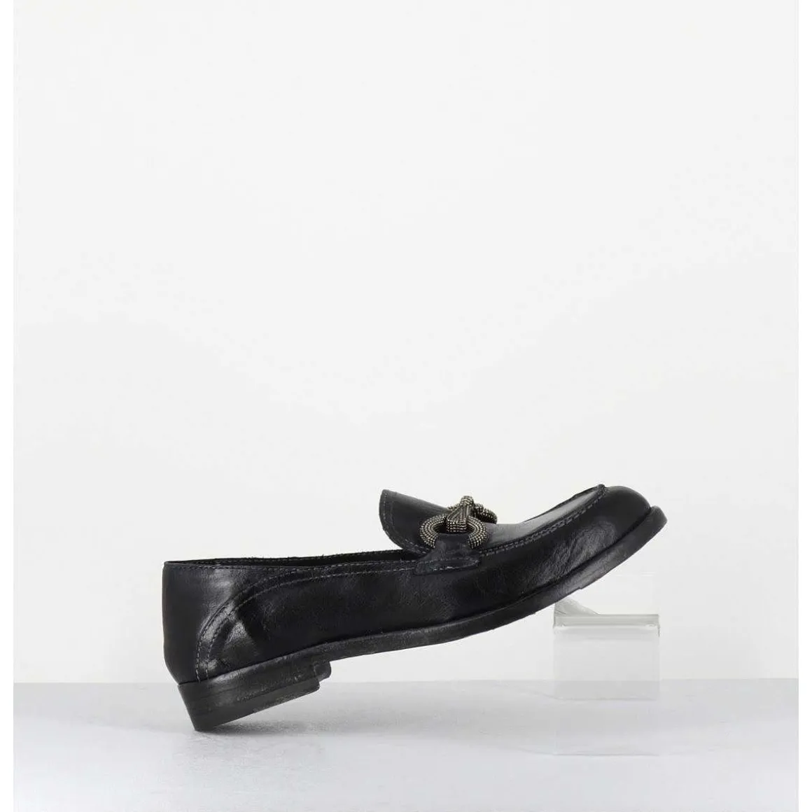 Mocassins Souple En Cuir Noir Avec Mors Cloute - 5246 Buf Nero