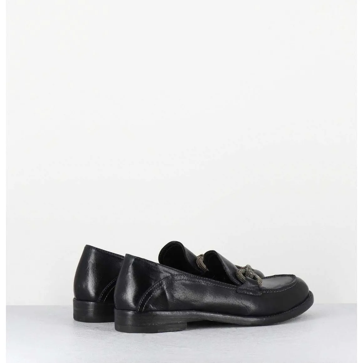 Mocassins Souple En Cuir Noir Avec Mors Cloute - 5246 Buf Nero