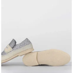Mocassins Souples Cuir Argente & Crepe - 18800 Terenz Argento