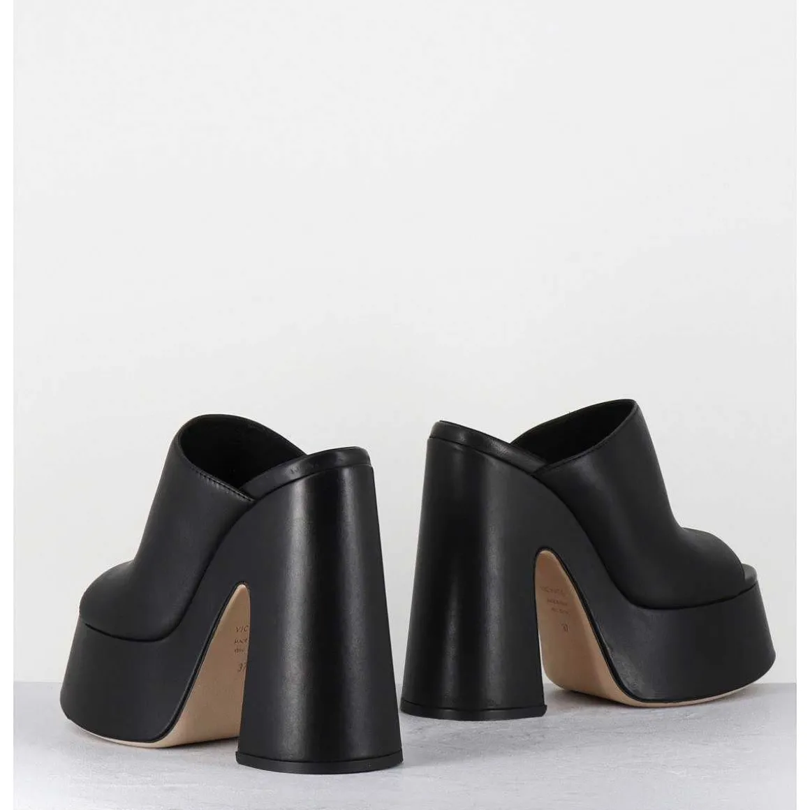Mules A Haute Plateforme En Cuir Noir - 1C7102D Eclair Black