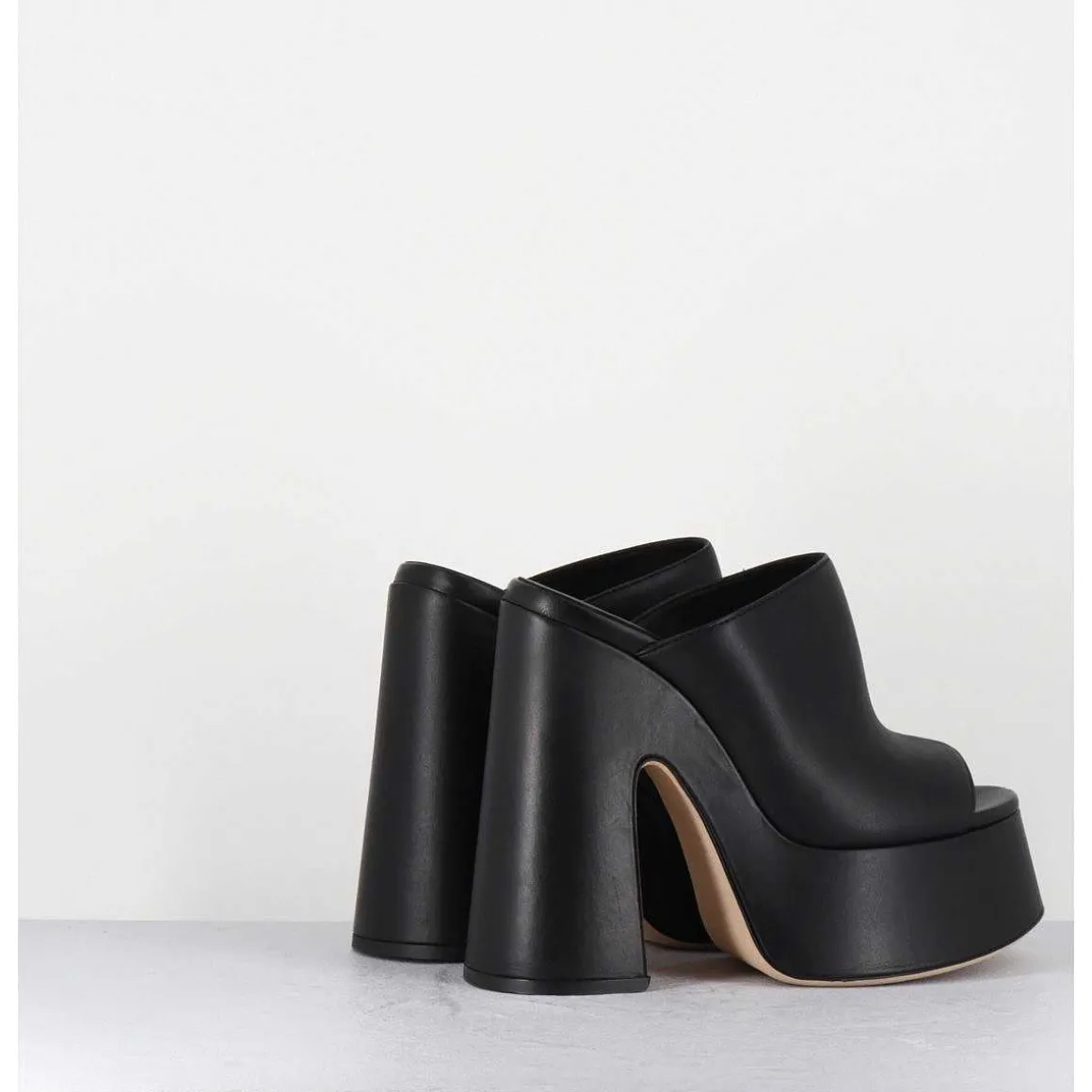 Mules A Haute Plateforme En Cuir Noir - 1C7102D Eclair Black