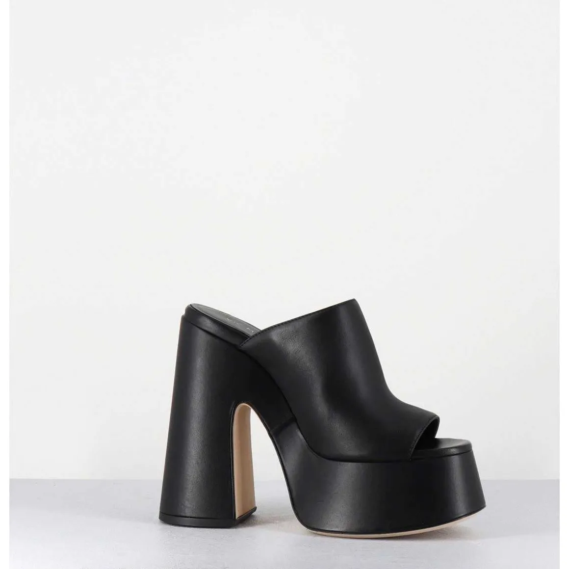 Mules A Haute Plateforme En Cuir Noir - 1C7102D Eclair Black