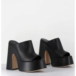 Mules A Haute Plateforme En Cuir Noir - 1C7102D Eclair Black