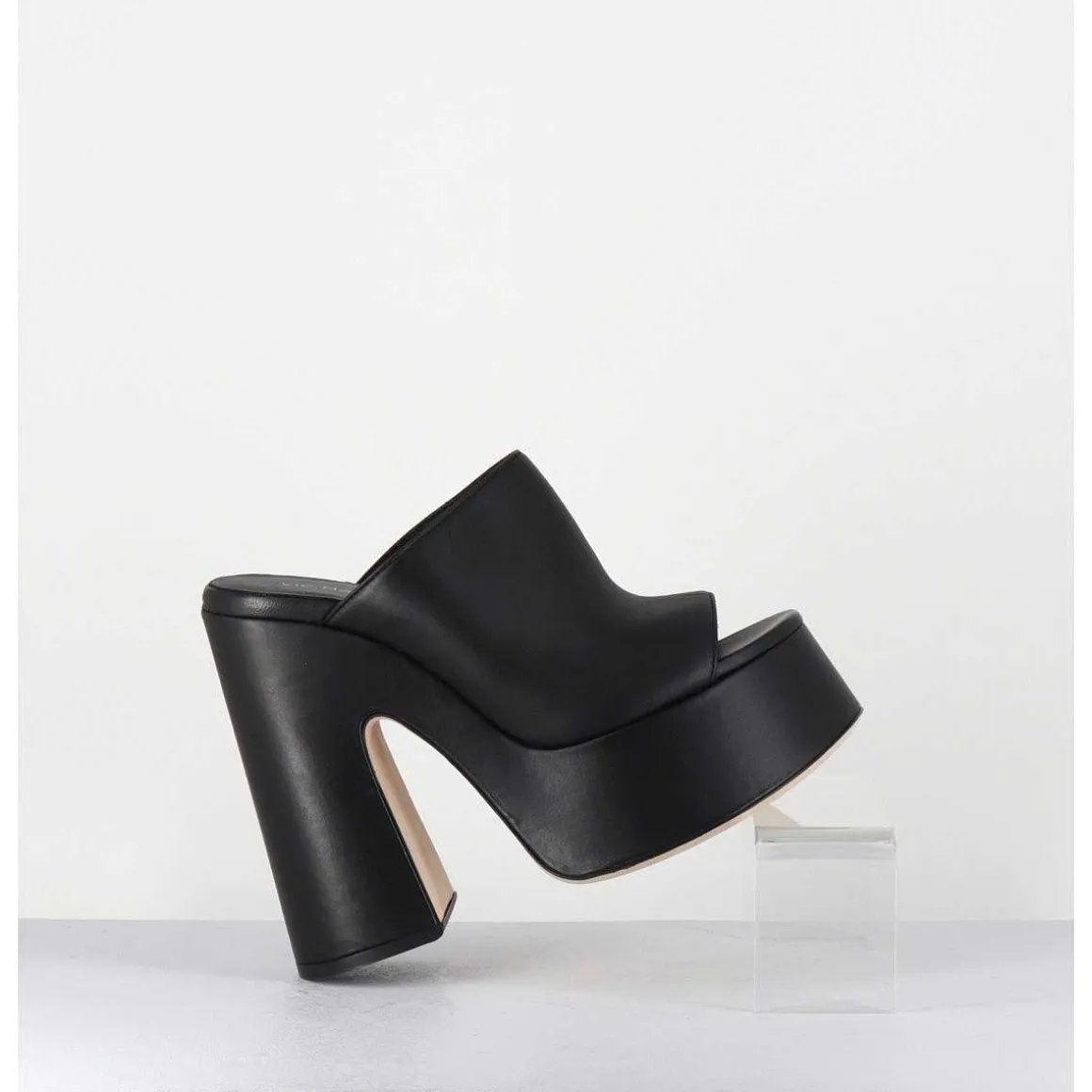 Mules A Haute Plateforme En Cuir Noir - 1C7102D Eclair Black