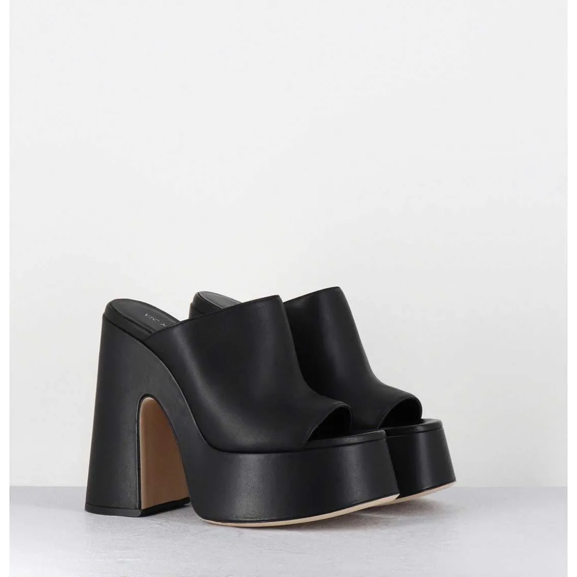 Mules A Haute Plateforme En Cuir Noir - 1C7102D Eclair Black