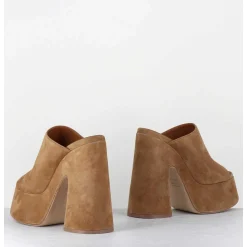 Mules A Haute Plateforme En Daim Camel- 1C7103D Chamois Thames