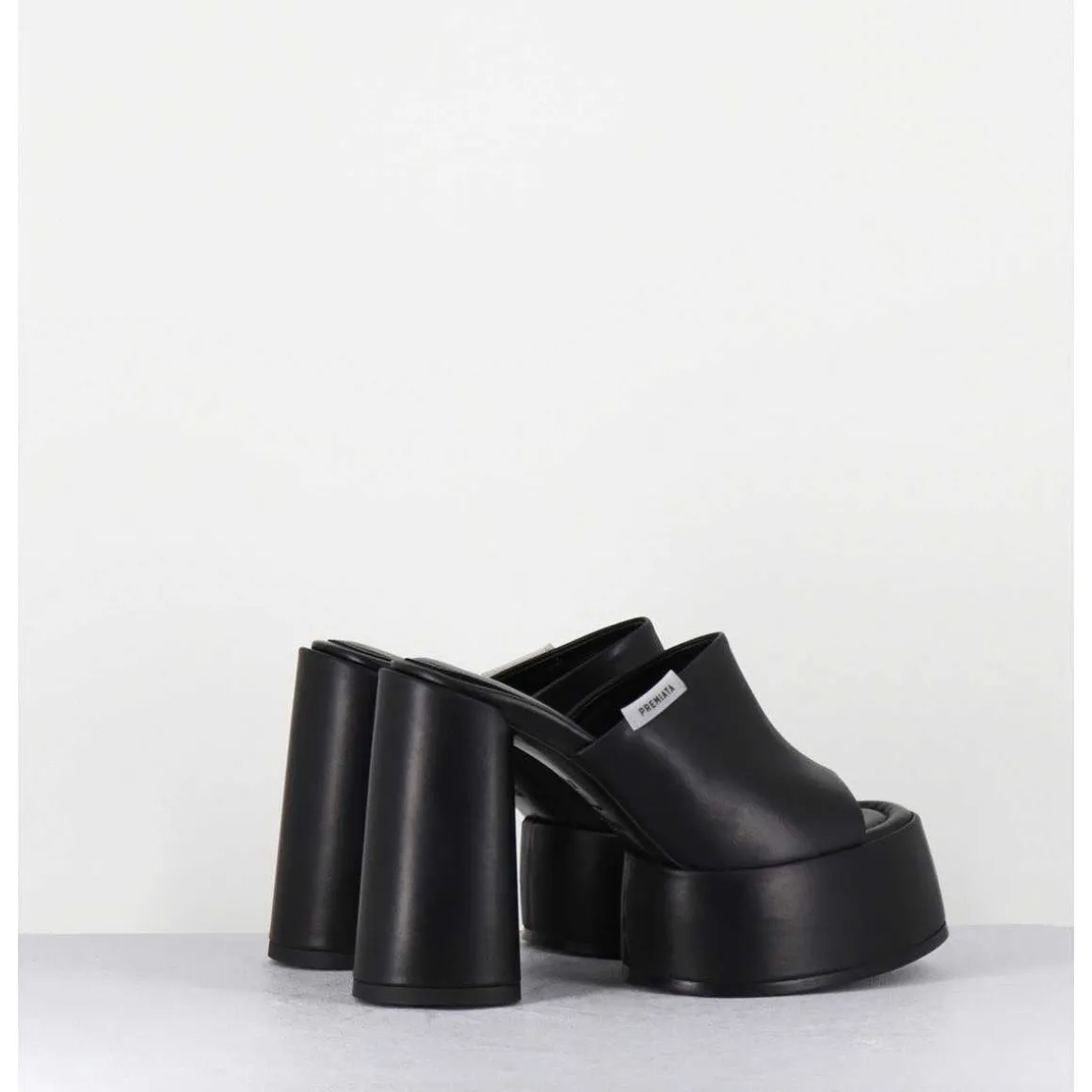 Mules A Plateforme & Talon Haut En Cuir Noir - M6494 Yukon Nero