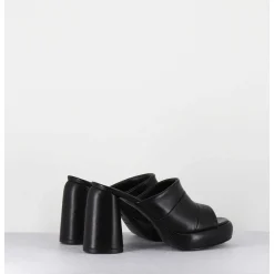Mules A Plateforme En Cuir Noir - Erika02 Glaze Nero