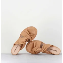 Mules A Plateforme En Cuir Souple Beige - Auri Cloe Biscotto