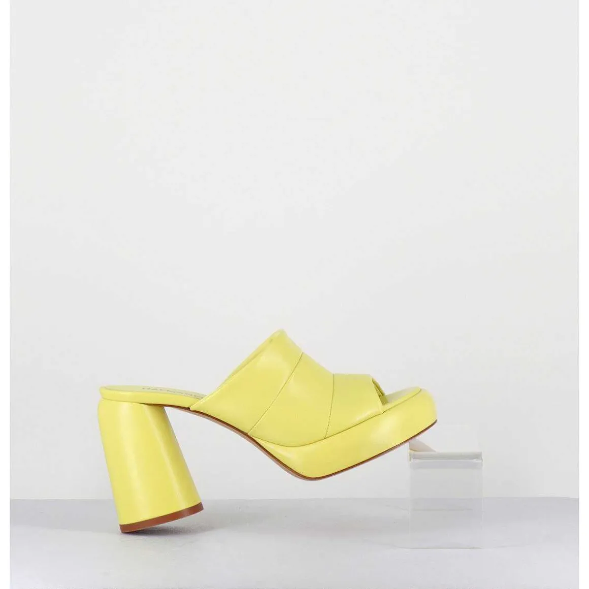 Mules A Plateforme En Cuir Jaune - Erika02 Glaze Limone