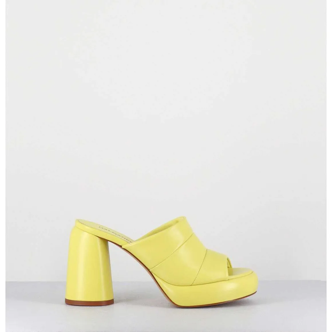Mules A Plateforme En Cuir Jaune - Erika02 Glaze Limone