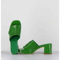 Mules A Plateforme Petit Talon Vernis Vert - 11532 Vetro Mela
