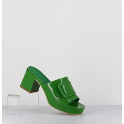 Mules A Plateforme Petit Talon Vernis Vert - 11532 Vetro Mela