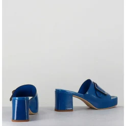 Mules A Plateforme Petit Talon Vernis Bleu - 11532 Vetro Sky