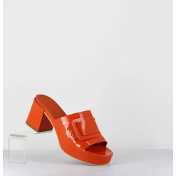 Mules A Plateforme Petit Talon Vernis Orange - 11532 Vetro Orange