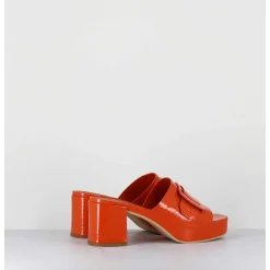 Mules A Plateforme Petit Talon Vernis Orange - 11532 Vetro Orange