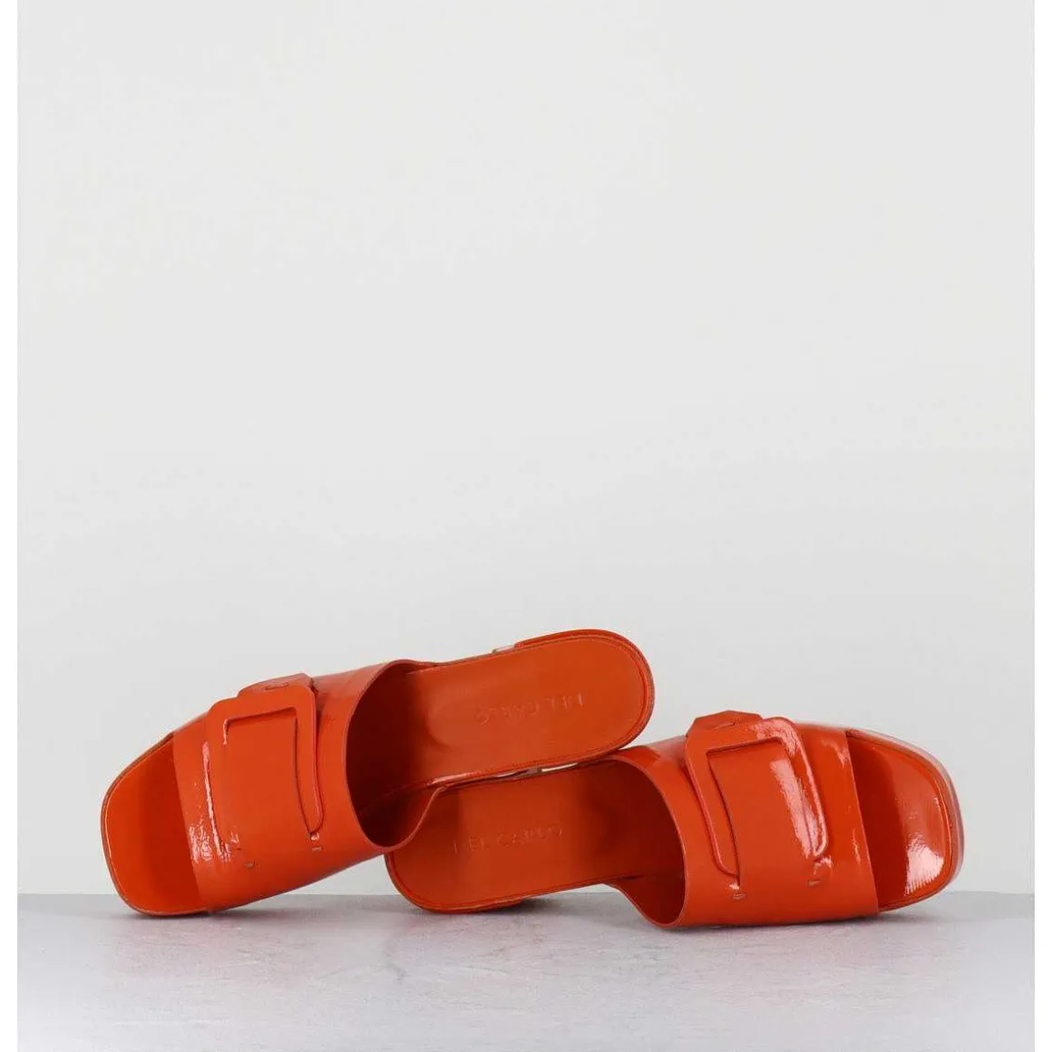 Mules A Plateforme Petit Talon Vernis Orange - 11532 Vetro Orange