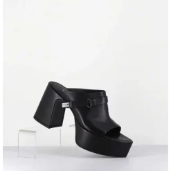 Mules A Plateforme Pointu En Cuir Noir - M6415 Vanity Nero