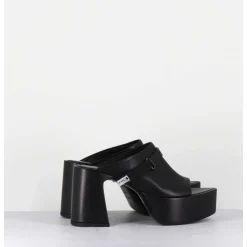 Mules A Plateforme Pointu En Cuir Noir - M6415 Vanity Nero