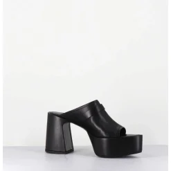 Mules A Plateforme Pointu En Cuir Noir - M6415 Vanity Nero