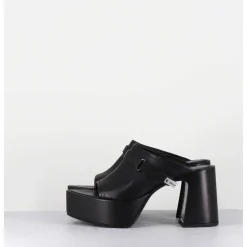 Mules A Plateforme Pointu En Cuir Noir - M6415 Vanity Nero