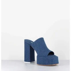 Mules A Plateforme Talon Haut En Jean Bleu - Sue Jeans Blue