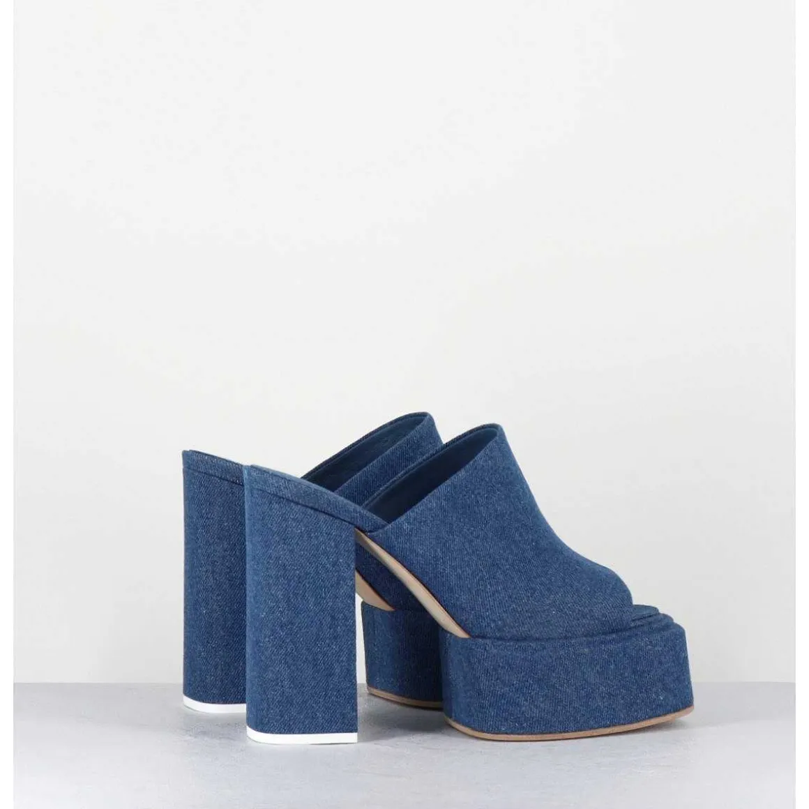 Mules A Plateforme Talon Haut En Jean Bleu - Sue Jeans Blue