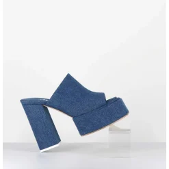 Mules A Plateforme Talon Haut En Jean Bleu - Sue Jeans Blue