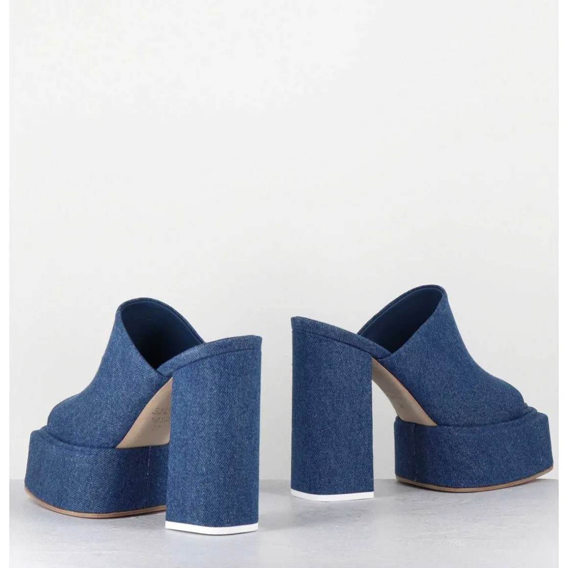 Mules A Plateforme Talon Haut En Jean Bleu - Sue Jeans Blue