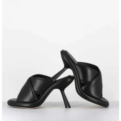 Mules A Talon Destructure En Cuir Noir - 1C6950D Bonbon Black