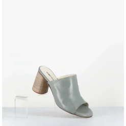 Mules A Talon En Cuir Gris - Maya02 Buffy Cloud