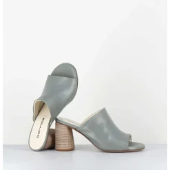Mules A Talon En Cuir Gris - Maya02 Buffy Cloud