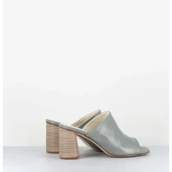 Mules A Talon En Cuir Gris - Maya02 Buffy Cloud