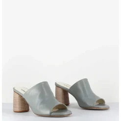 Mules A Talon En Cuir Gris - Maya02 Buffy Cloud