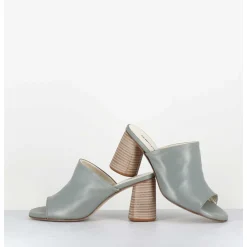 Mules A Talon En Cuir Gris - Maya02 Buffy Cloud