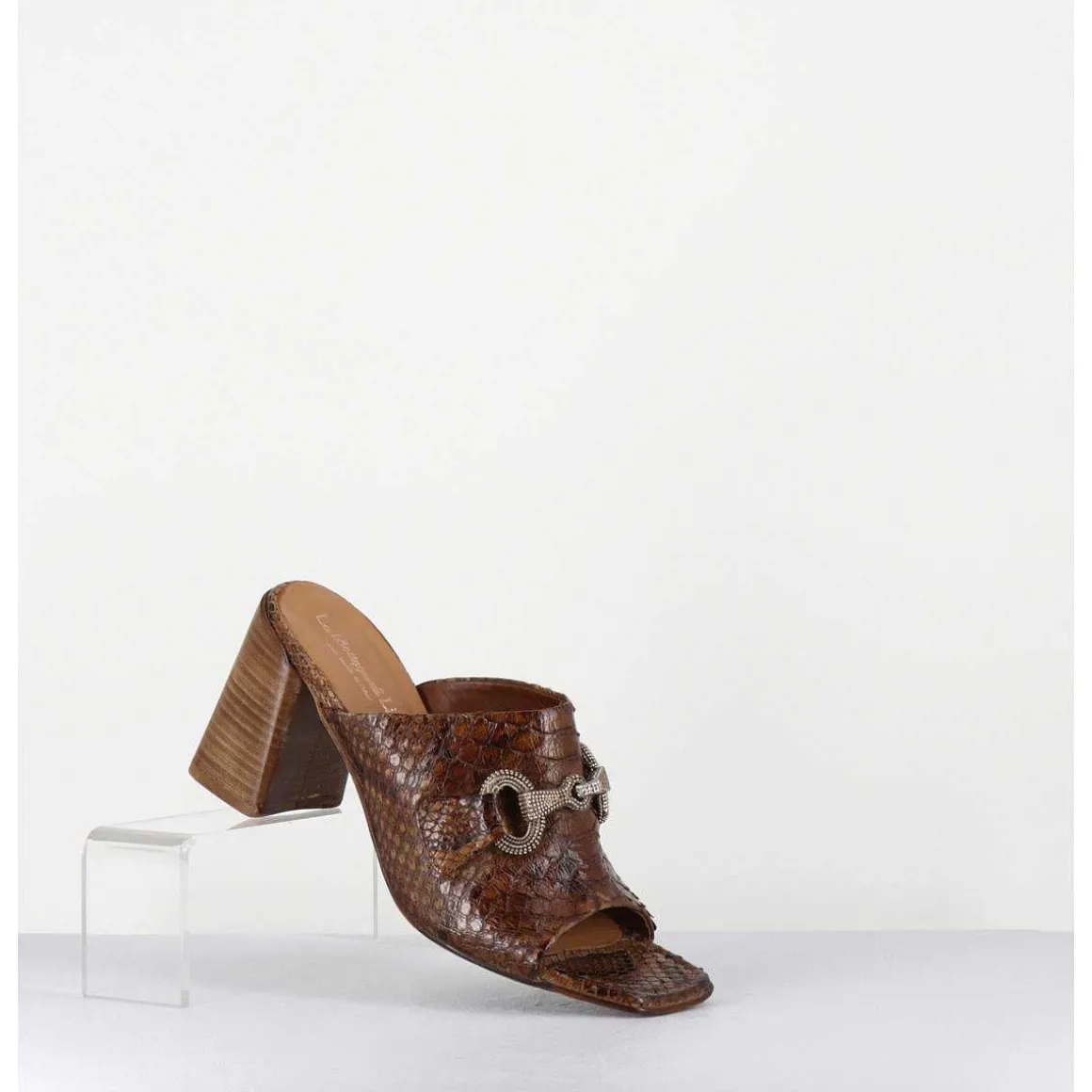 Mules A Talon Haut En Python Camel & Mors Cloute - 5317B Pitone Baneno