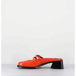 Mules Babies En Cuir Vernis Orange - Andie Orange Patent