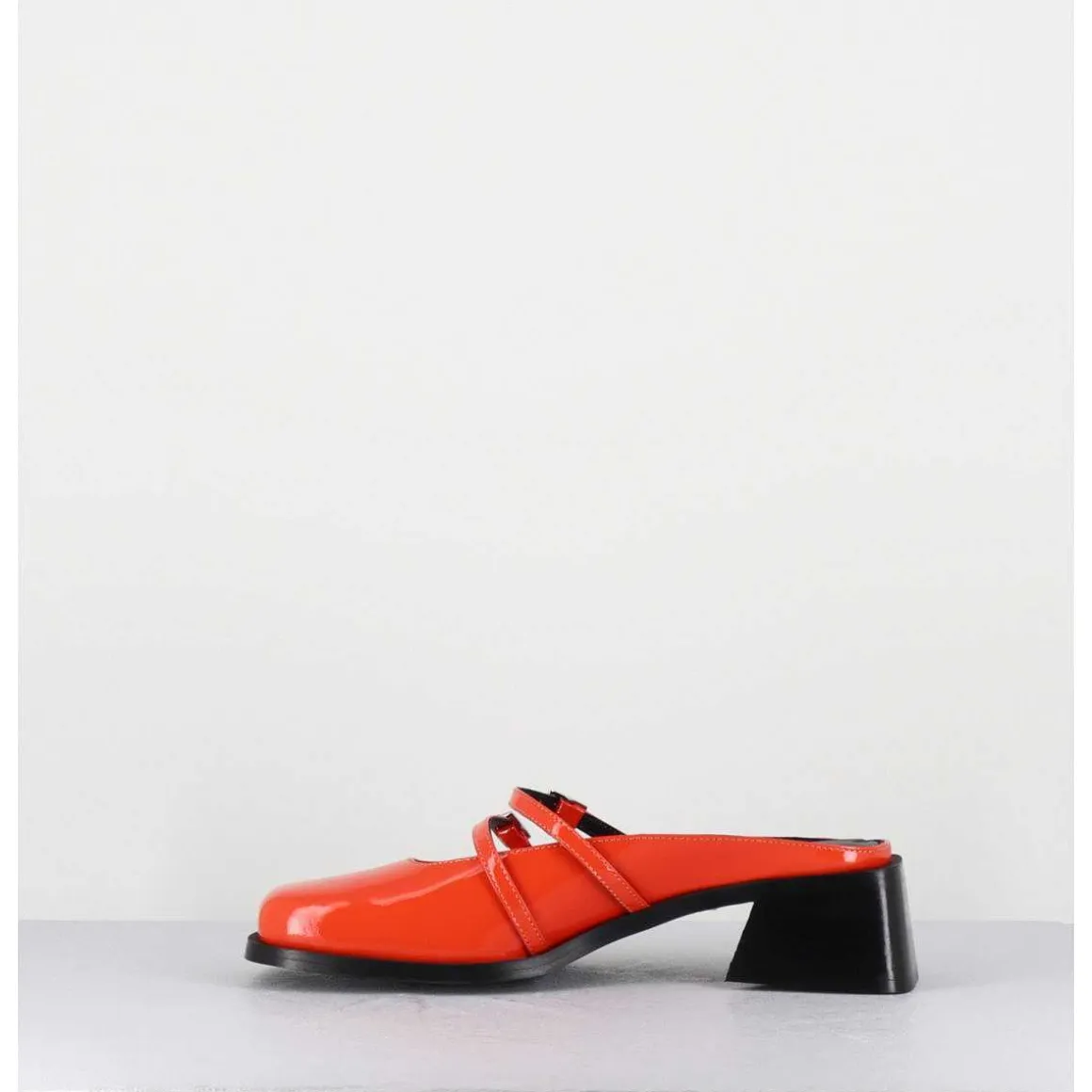 Mules Babies En Cuir Vernis Orange - Andie Orange Patent