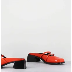 Mules Babies En Cuir Vernis Orange - Andie Orange Patent