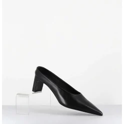 Mules Bout Pointu Petit Talon En Cuir Noir - Mulp Black Cowhide