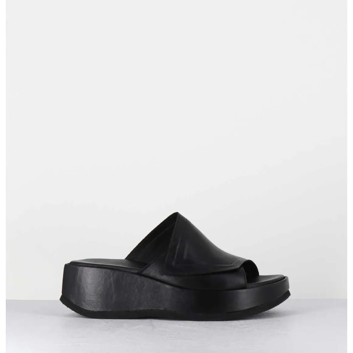 Mules Compensees Asymetriques En Cuir Noir - Galau1 Buffy Nero