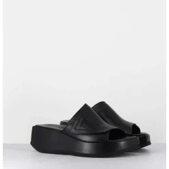 Mules Compensees Asymetriques En Cuir Noir - Galau1 Buffy Nero