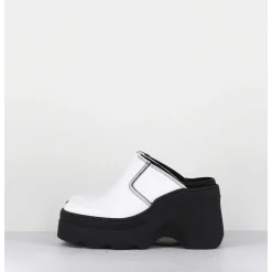 Mules Compensees Cuir Blanc 90S Wedge - Mirabella White Mules