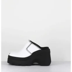 Mules Compensees Cuir Blanc 90S Wedge - Mirabella White Mules