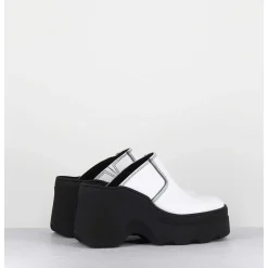 Mules Compensees Cuir Blanc 90S Wedge - Mirabella White Mules