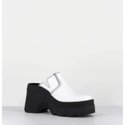 Mules Compensees Cuir Blanc 90S Wedge - Mirabella White Mules