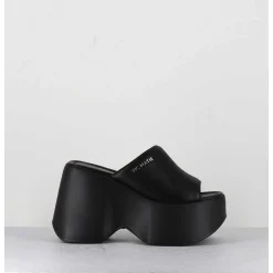 Mules Compensees En Cuir Noir 90S - 1C6764D Travel Black