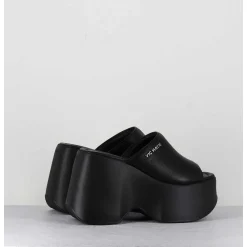 Mules Compensees En Cuir Noir 90S - 1C6764D Travel Black