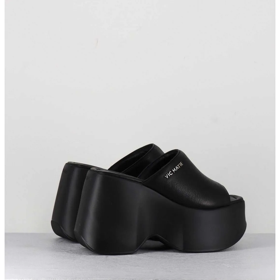 Mules Compensees En Cuir Noir 90S - 1C6764D Travel Black