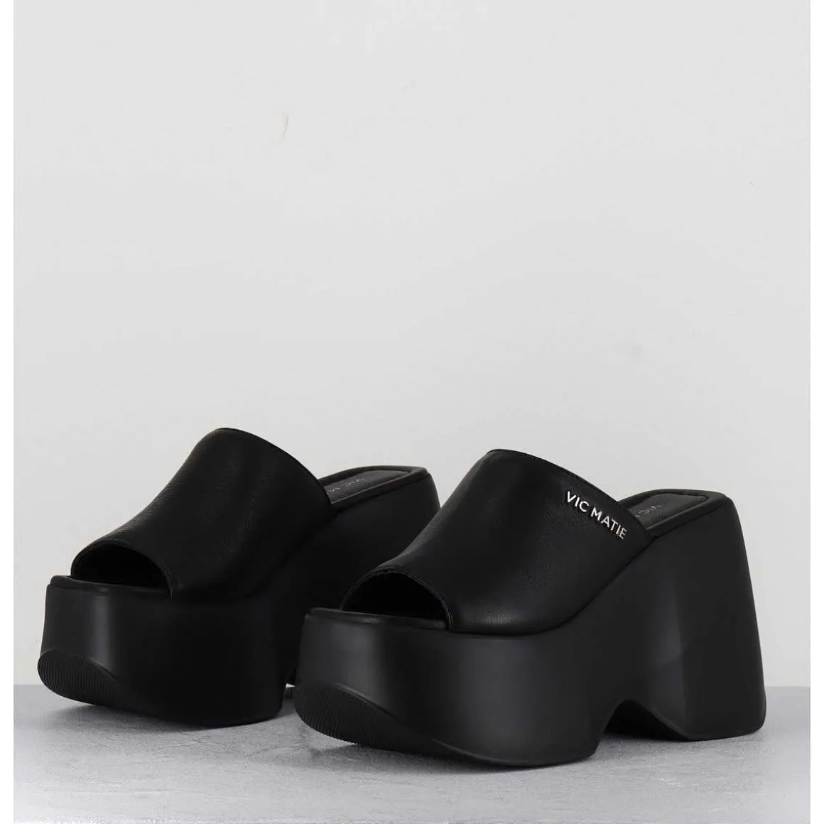 Mules Compensees En Cuir Noir 90S - 1C6764D Travel Black